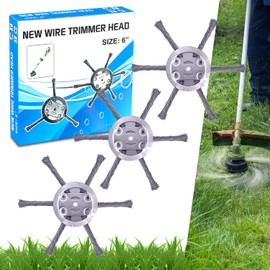 6 inch Steel Wire Grass Trimmer Head - Wire Weed Trimmer Head for Electric Battery Powered Cordless String Trimmer Wire Brush Weed Trimmer Head, Weed Eater, Metal Weed Eater Blade, 2 Pack, 6 Blade