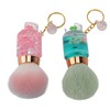 2pcs Loose Powder Brush with Keychain Transparent Handle Synthetic Shed