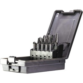 YUFUTOL Carbide Burrs Set 10pcs Double Cut Solid Carbide Rotary Burr Set 1/4" Shank Die Grinder Bits for Steel,Metal Carving, Polishing,Engraving,Drilling