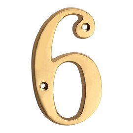 HASWARE 4" Modern Curvy House Number - Polished Brass Stylish Door Numbers Sign for Street and House Address (6)