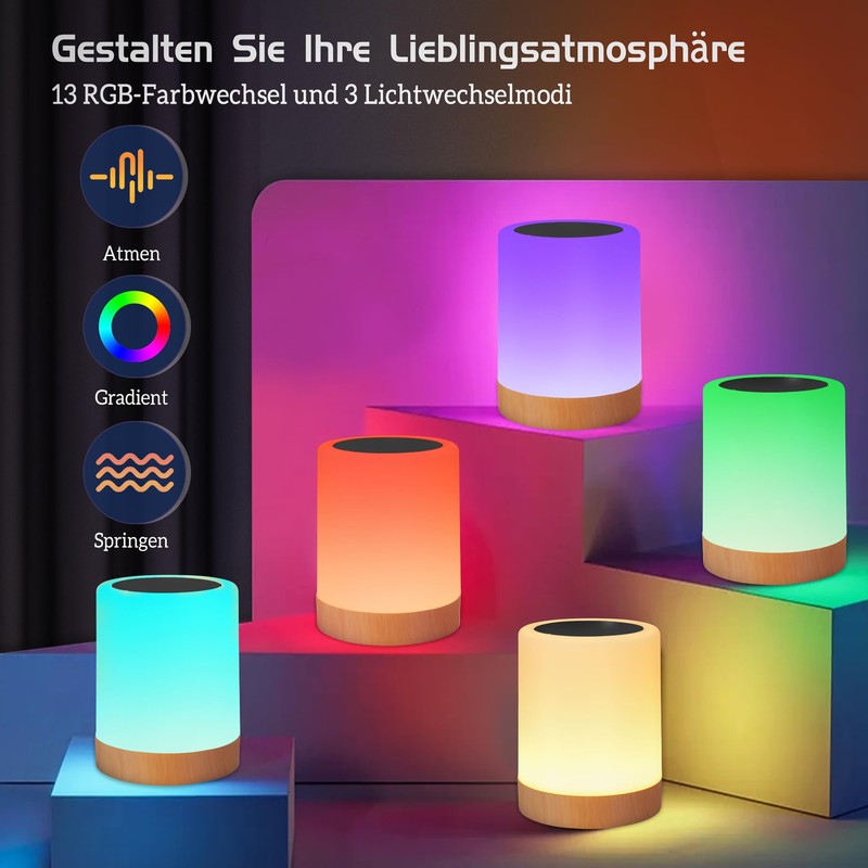 Bonsery 2 Pack LED Bedside Lamp Touch Dimmable