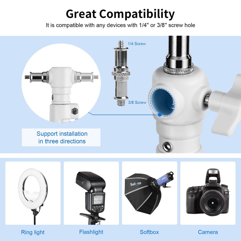 Selens Wall Mount Ring Light 39.37''/100cm with 180° Swivel Boom