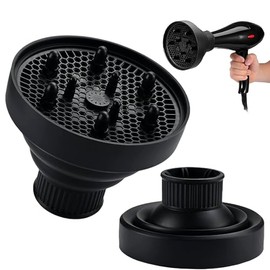 Calmind Difusor Plegable de Secadora - Difusor Universal para Secadores de Pelo y Rizadores, para Rizos Perfectos, High temperature Anti-Frizz Styling Accesories 40-45 mm Color Negro