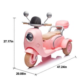 Girls 12V Electric Motorcycle - Safe 3-Wheel Design, Parent Seat & Oversized Storage - Includes Bluetooth, USB & LED Lights - Perfect for Ages 3-6 - option: Pink + Polypropylene