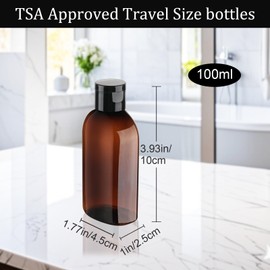 Decorniqu Travel Bottles for Toiletries 6pcs 100ml Leak Proof Travel Size Toiletries TSA Approved Shampoo and Conditioner Bottles Reusable Plastic Squeeze Bottles with Flip Cap(Brown)