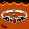 Halloween Black Bat Rings for Women Sterling Silver Gothic Jewelry