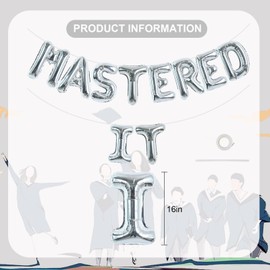 TONIFUL 16 Inch Silver Mastered It Balloons-Gold Graduation Balloons of 2025, Masters Degree Graduation Decorations Class of 2025 Graduation Party Decor