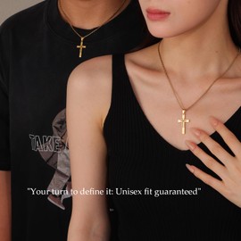 Jekvill 14k Gold Plated Cross Necklace for Women and men – Hollow Cross Pendant, Christian Gifts Perfect for Baptism, Easter Basket Fillers, First Holy Communion