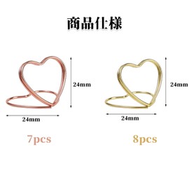 Dengujd Memo Clips, Holder, 15 Pieces, 3 Colors, Metal Triangle Clips, Photo Holder, Stylish, Cards, Business Cards, Stationery, Office, Birthday (2 Colors, Heart Shape)