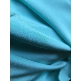Unbranded Designer 100% Pure Silk Crepe De Chine Fabric Blouse Dress Scarf Turquoise Blue