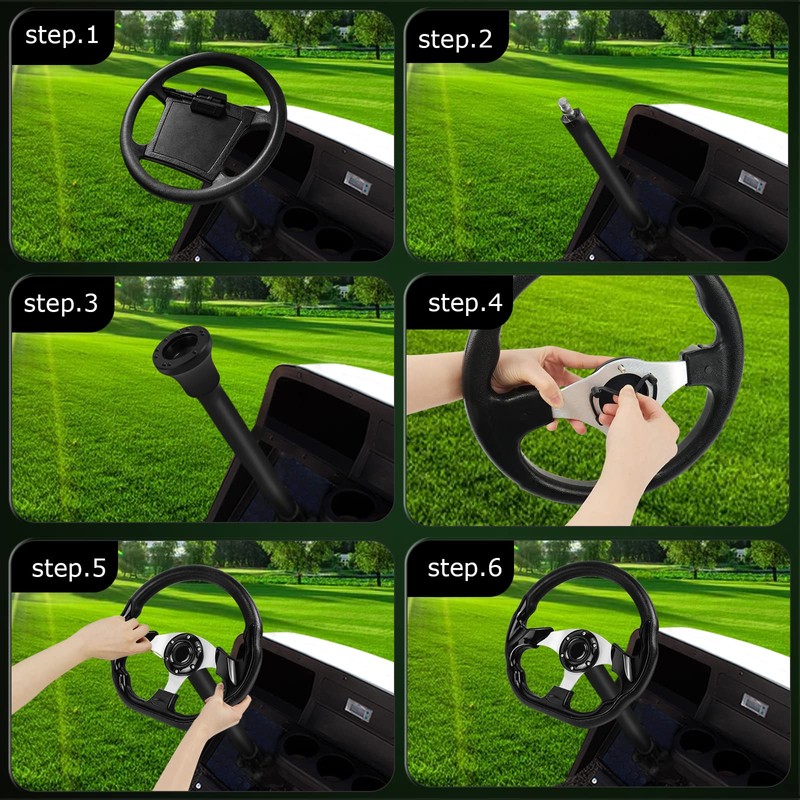 QYMOPAY Golf Cart Steering Wheel Adapter for EZGO TXT &