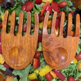 Woodard & Charles Wood Salad Hands, 6-Inch, Cherry, Pack of 4