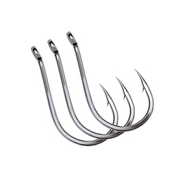 FONGKNOX 100 Pcs Chinu Fishing Hook set of #5/0 & #3/0 50pcs per Size Eyed Fishing Hook High Carton Steel Durable Sharpness Barbed 5H Hardness Strengthed Bend Freshwater Saltwater Sea Fishing Trackle