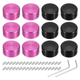 MECCANIXITY 12 Pcs Footswitch Toppers Guitar Pedal Button Caps Metal Footswitch Top Cover 3/8" for Guitar Effects Pedal Buttons, Red, Black