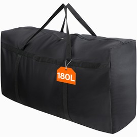 Lifewit 180L 600D Oxford Fabric Moving Bag, Large Storage Bag with Reinforced Handles for Clothes, Bedding, Blankets - Black, 100 x 55 x 33 cm