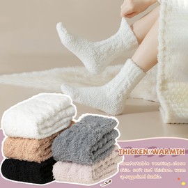 WEVIAS Womens Fuzzy Socks Slipper Fluffy Comfy Cozy Winter Soft Warm Fleece Cabin Plush Sleep Socks (Black/White/Grey/Khaki/Pink)