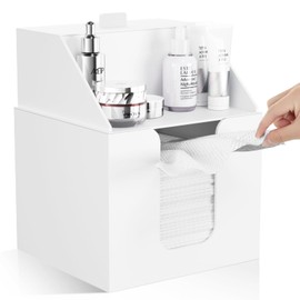 TAINESS Disposable Facial Towels Storage Box Compatible with Clean Skin Club Clean Towel XL - Cotton Pads - Swabs Upgraded Double Layer Acrylic Storage Container Face Towel Holder (Matte White)