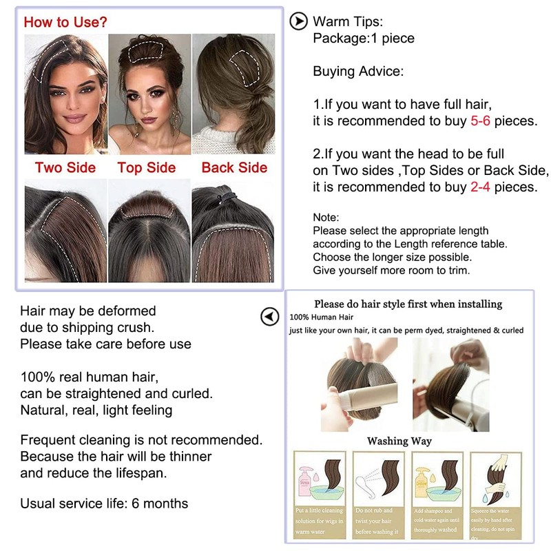 FEIPRO Real Remy Human Hair Extensions for Short Hair add