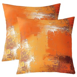Feelyou Throw Pillow Covers, Set of 2, 22x22 Inches, Burnt Orange Decorative Pillow Cover, Abstract Art Painting Pillow Cases, Modern Accent Cushion Cover for Sofa Couch Bed Chair Living Room