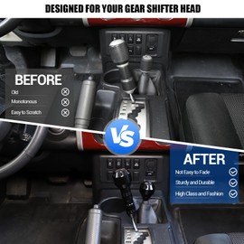 Fgtagtal Fit for Toyota FJ Cruiser 2007-2021 Car Gear Shifter Head Replacement, Aluminum Alloy Shifter Shift Button Knob Replacement Kit (Black)