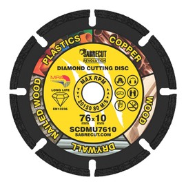 1 x SabreCut SCDMU7610 76mm (3 inch) x 10mm Bore Vacuum Brazed Multi Material Cutting Angle Grinder Circular Saw Diamond Disc Blade