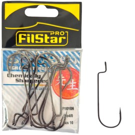 PRO FILSTAR Offset Hook Set of 10 N4/0 - Worm Hooks - Cheburashka Hooks - Dropshot Hooks - Jig Hooks for Rubber Fish Assembly - Jig Head - Fishing Hooks Sport Set - Zander & Pike & Trout Fishing Hooks
