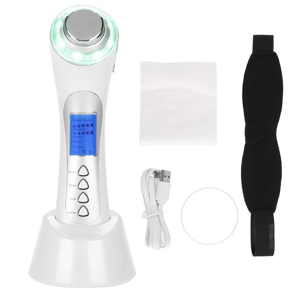 Ultrasonic Device Ion Import Photon Therapy Beauty Device for Anti-Ageing Skin Lifting Anti-Wrinkle Anti-Ageing and Acne (White)