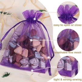 Ableme Deco Purple Organza Bags 3x4 Inch (100 Pcs) Sheer Mesh Gift Bags Drawstring Sachet Jewelry Bags Organza Small Drawstring Pouch for Wedding Favor, Party, Soaps, Baby Shower Gifts