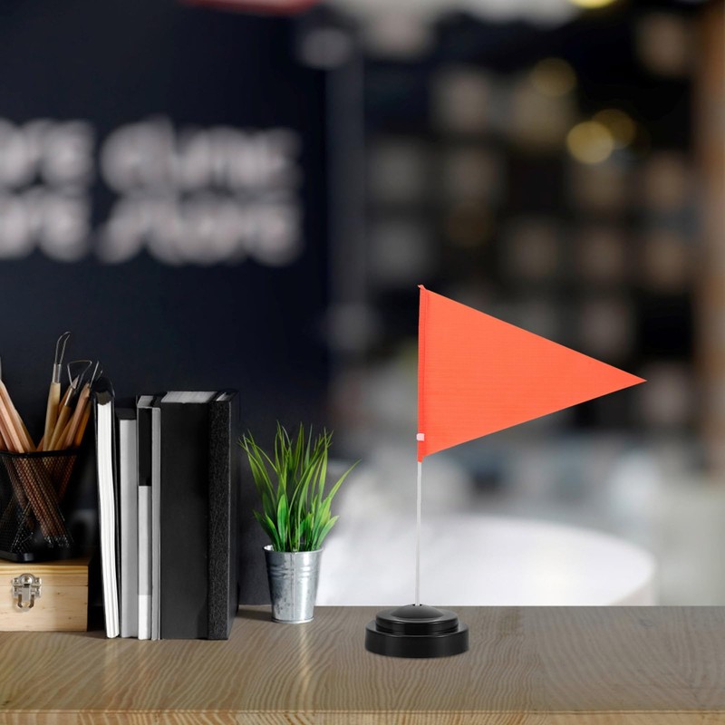 POPETPOP 6PCS Mini Desk Flag Holder Stands - Black Plastic