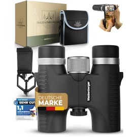 Weidenberger Binoculars 10 x 26, Magnesium Binoculars with Nitrogen Filling and Waterproof, Testieger Binoculars for Adults, BAK4 HD Prism + FMC Lens, Also Suitable for Glasses Wearers (Black, 10 x