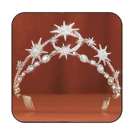 GORTIN Star Moon Crown Headband Silver Bride Wedding Headband Rhinestone Tiara Goddess Headpiece Bridal Hair Accessories for Women
