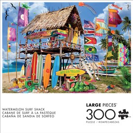 Buffalo Games - Garry Walton - Watermelon Surf Shack - 300 Piece Jigsaw Puzzle for Adults -Challenging Puzzle Perfect for Game Nights - Finished Size is 21.25 x 15.00