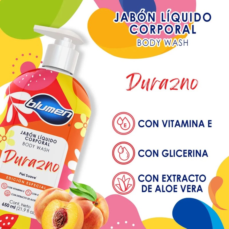 Jabón Líquido Corporal Blumen Durazno 650ml