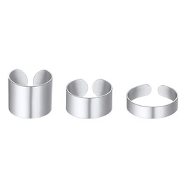 Stainless Steel Men Ring Set Adjustable 5mm/10mm/17mm Minimalist Wedding Band Rings Unisex Jewelry