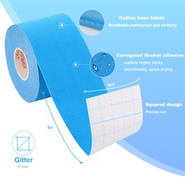 JOPHEK Kinesiology Tape, 3 Rolls (5 m x 5 cm) Kinesiology Tape, Blue + Pink + Black, Physio Tape, Elastic, Waterproof, Skin-Friendly, for Sports, Knee, Shoulder and Elbows, Muscle Tightening Bands