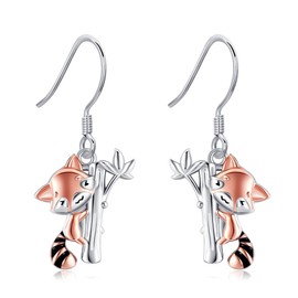ONEFINITY Red Panda Earrings 925 Sterling Silver Red Panda Dangle Earrings Cute Animal Jewellery Gifts for Women