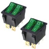 Ganasome 2pcs KCD4 Green Light 6P Terminals ON/Off Double SPST 2 Way Snap in Boat Rocker Switch - AC 250V 16A