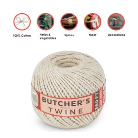 SteadMax 360 ft Butchers Twine String for Cooking, Wrapping, Unbleached 100% Natural Cotton Kitchen for Trussing Turkey & Roasting, DIY Crafting, Durable Tying, Easy Dispensing (1 Pack)