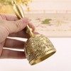 Hand Call Bell 4.7in Long Pure Brass Exquisite Carved Pattern