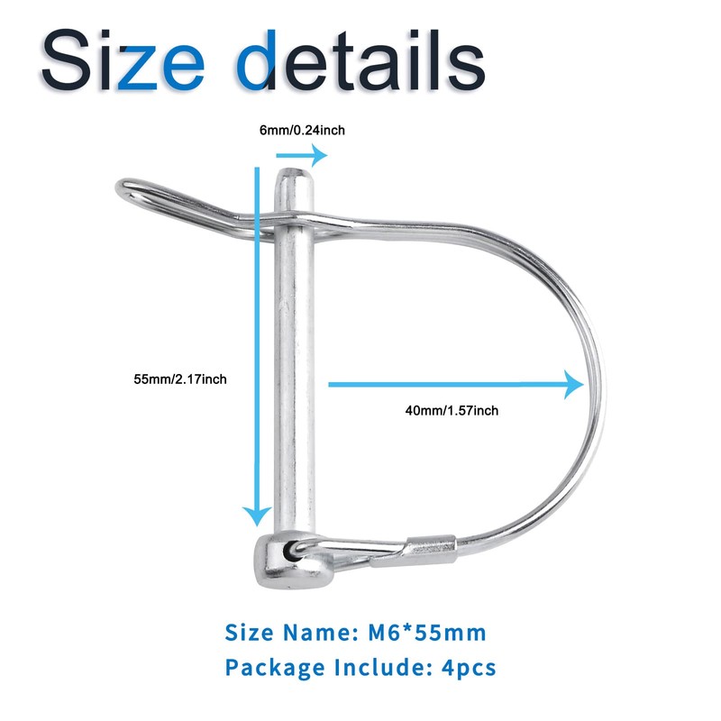 INCREWAY Linch Pin, 4PCS 6 * 55mm Carbon Steel Locking