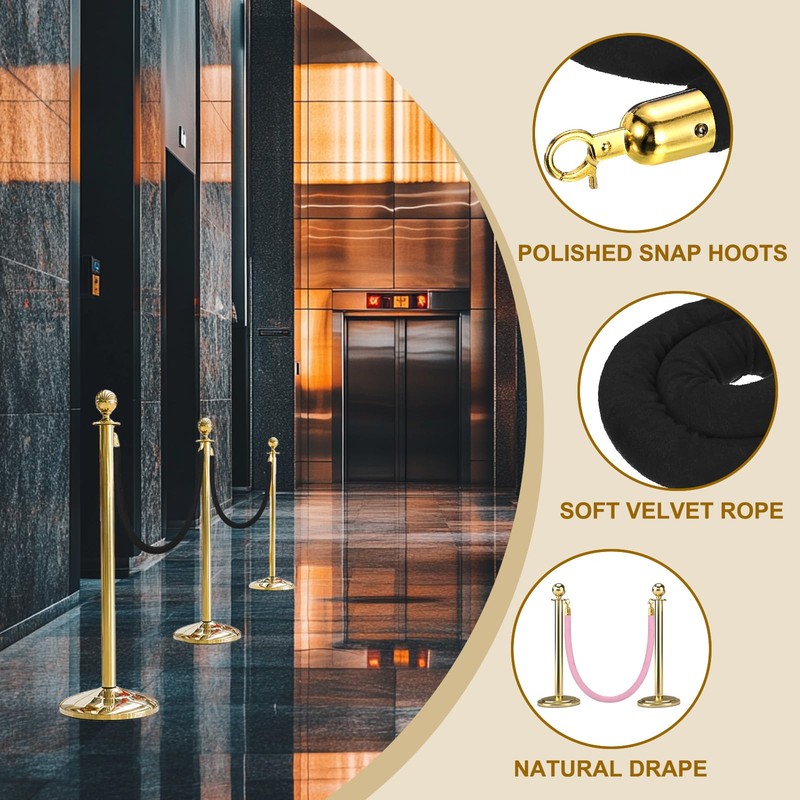 MECCANIXITY Velvet Stanchion Rope 3.28 Ft/1 M, Barrier Rope Velvet