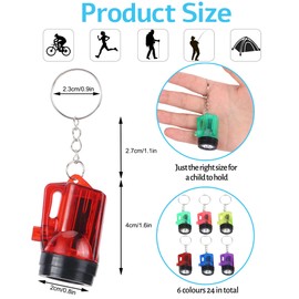 JSMTKJ 24 Pieces Key Ring Torch Mini Lamp 4 cm Small LED Mini Torch Children's Hand Lamp Colourful Children's Torch Toy for Children Party Bags Camping Hiking
