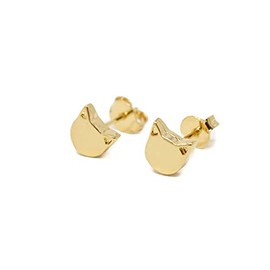 Aretes de Gato Gatito en Chapa de Oro de 22K (Chapa de Oro Dorado)