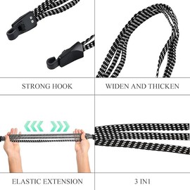 2Pcs Elastic Bike Strap Adjustable Bicycle Bungee Cords with Hooks Wear-Resistant and Tensile Resistant Bike Luggage Straps Strong and Sturdy Bicycle Luggage Rope