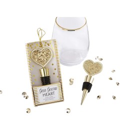 Kate Aspen Gold Glitter Heart Bottle Stopper