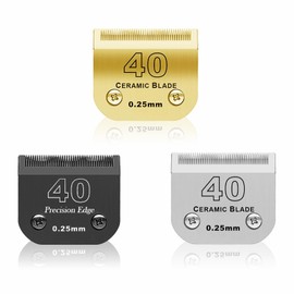 YAZIYIR 3 Color 40# Detachable Pet Dog Grooming Ceramic Blades,Compatible with Andis,Oster A5,Wahl KM-10 Series,Size #40 Blade 1/100-Inch 0.25MM Cut Length（Silver+Black+Golden）