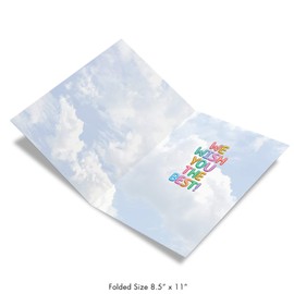 The Best Card Company - Big Good Luck Greeting Card (8.5 x 11 Inch) - Balloons, Colorful Card for Kids - Inflated Messages Good Luck J5651SGLG-US