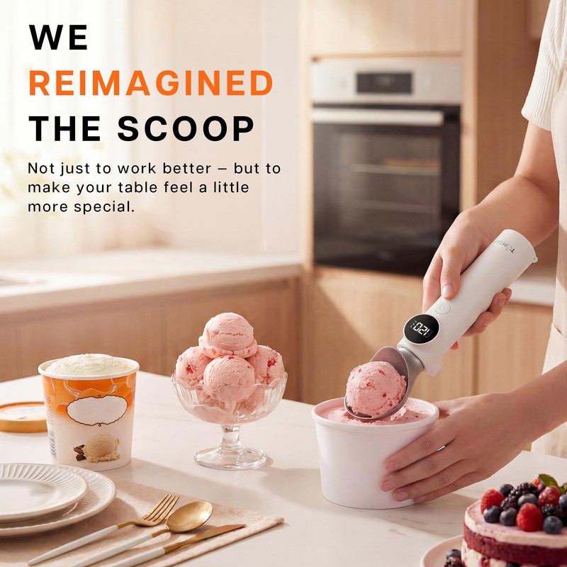 Heated Ice Cream Scoop, Rechargeable Electric Ice Cream Scooper with