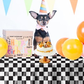 TJYJOY 3 Pack Black Checkered Round Tablecloth Round Checkered Outdoor Table Cover Round Table Cover Round Plastic Table Cloth 84IN Round for Kitchen Dining Wedding Party