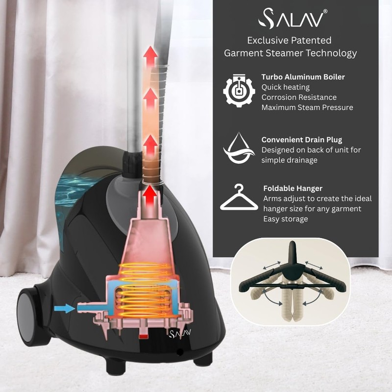 SALAV GS18-DJ Standing Garment Steamer with Roll Wheels for Easy